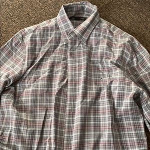 John Varvatos grey and red casual dress shirt